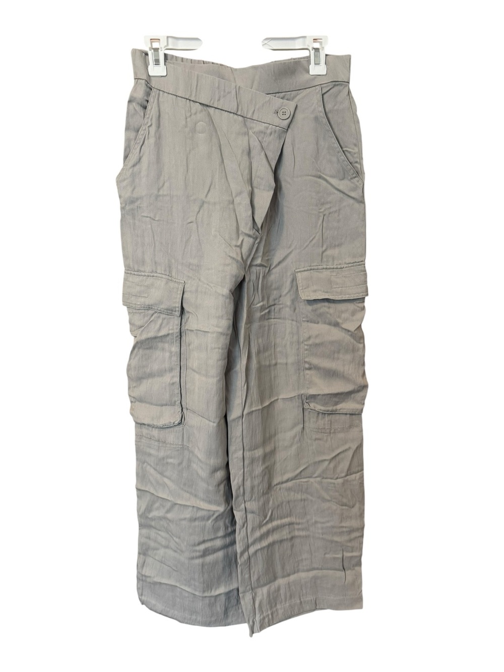 Zara Light Gray Cargo Wide-Leg Pants